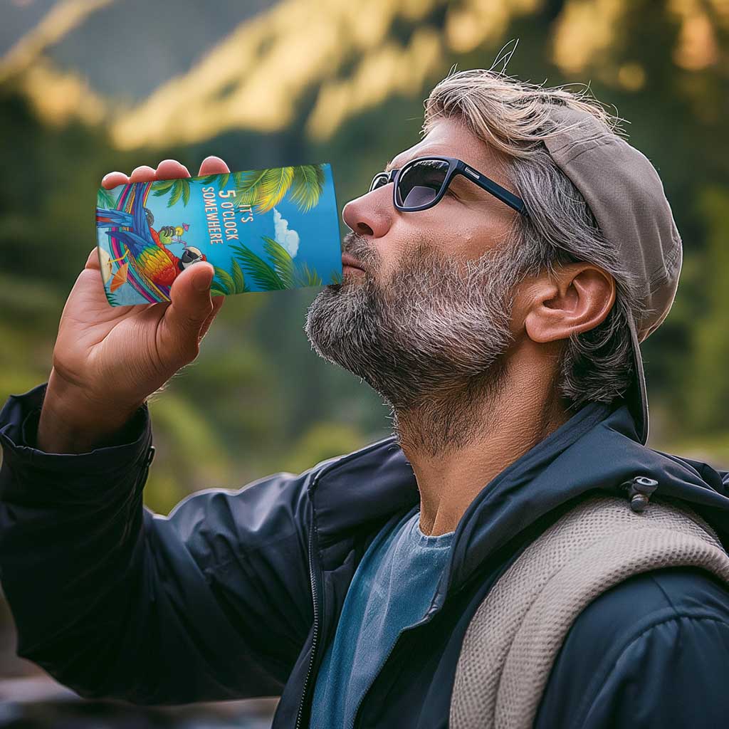 5 Oclock Somewhere 4 in 1 Can Cooler Tumbler Hawaii Parrots Cocktail Summer Beach Vibe - Polynesian Pride