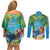 5 Oclock Somewhere Couples Matching Off Shoulder Short Dress and Long Sleeve Button Shirt Hawaii Parrots Cocktail Summer Beach Vibe - Polynesian Pride