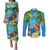 5 Oclock Somewhere Couples Matching Puletasi and Long Sleeve Button Shirt Hawaii Parrots Cocktail Summer Beach Vibe - Polynesian Pride
