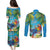 5 Oclock Somewhere Couples Matching Puletasi and Long Sleeve Button Shirt Hawaii Parrots Cocktail Summer Beach Vibe - Polynesian Pride