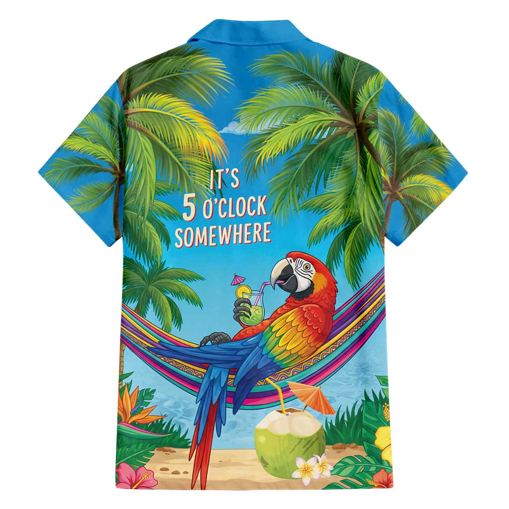 5 Oclock Somewhere Family Matching Long Sleeve Bodycon Dress and Hawaiian Shirt Hawaii Parrots Cocktail Summer Beach Vibe - Polynesian Pride