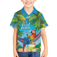 5 Oclock Somewhere Kid Hawaiian Shirt Hawaii Parrots Cocktail Summer Beach Vibe - Polynesian Pride