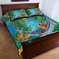 5 Oclock Somewhere Quilt Bed Set Hawaii Parrots Cocktail Summer Beach Vibe - Polynesian Pride