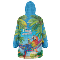 5 Oclock Somewhere Wearable Blanket Hoodie Hawaii Parrots Cocktail Summer Beach Vibe LT9 - Polynesian Pride