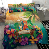 5 Oclock Somewhere Personalized Bedding Set Hawaii Parrots Plumeria Summer Vibe - Polynesian Pride