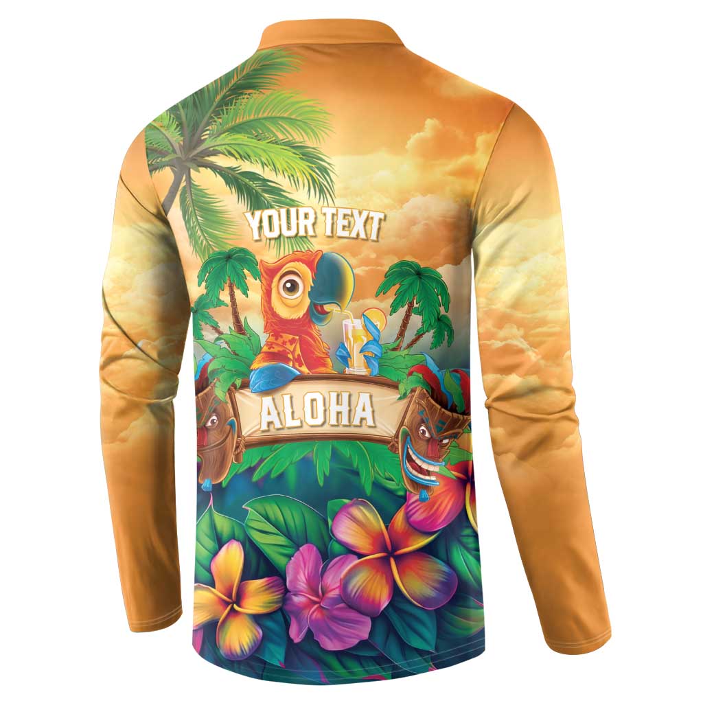 5 Oclock Somewhere Personalized Button Sweatshirt Hawaii Parrots Plumeria Summer Vibe - Polynesian Pride