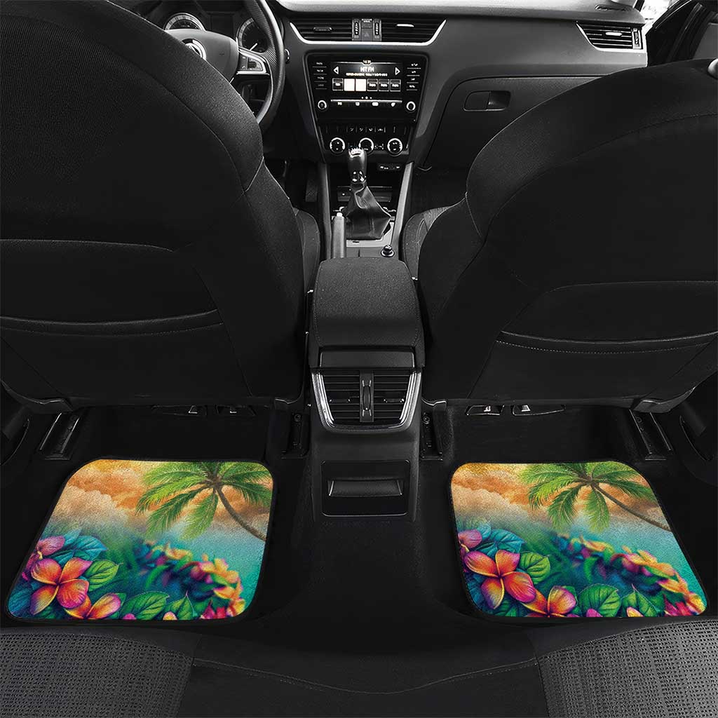 5 Oclock Somewhere Personalized Car Mats Hawaii Parrots Plumeria Summer Vibe - Polynesian Pride