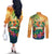 5 Oclock Somewhere Personalized Couples Matching Off The Shoulder Long Sleeve Dress and Long Sleeve Button Shirt Hawaii Parrots Plumeria Summer Vibe - Polynesian Pride