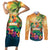 5 Oclock Somewhere Personalized Couples Matching Short Sleeve Bodycon Dress and Long Sleeve Button Shirt Hawaii Parrots Plumeria Summer Vibe - undefined