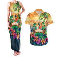 5 Oclock Somewhere Personalized Couples Matching Tank Maxi Dress and Hawaiian Shirt Hawaii Parrots Plumeria Summer Vibe - Polynesian Pride