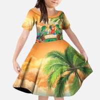 5 Oclock Somewhere Personalized Family Matching Off The Shoulder Long Sleeve Dress and Hawaiian Shirt Hawaii Parrots Plumeria Summer Vibe - Polynesian Pride