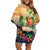 5 Oclock Somewhere Personalized Family Matching Off Shoulder Short Dress and Hawaiian Shirt Hawaii Parrots Plumeria Summer Vibe - Polynesian Pride