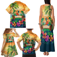 5 Oclock Somewhere Personalized Family Matching Tank Maxi Dress and Hawaiian Shirt Hawaii Parrots Plumeria Summer Vibe - Polynesian Pride