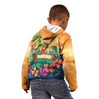 5 Oclock Somewhere Personalized Kid Hoodie Hawaii Parrots Plumeria Summer Vibe - Polynesian Pride