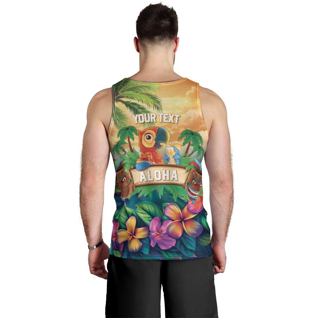 5 Oclock Somewhere Personalized Men Tank Top Hawaii Parrots Plumeria Summer Vibe - Polynesian Pride