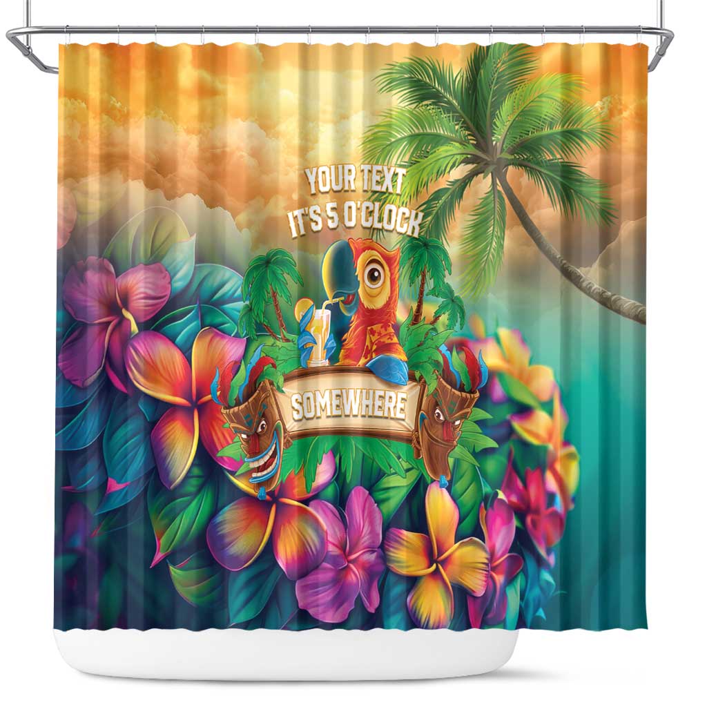 5 Oclock Somewhere Personalized Shower Curtain Hawaii Parrots Plumeria Summer Vibe LT9 Yellow - Polynesian Pride