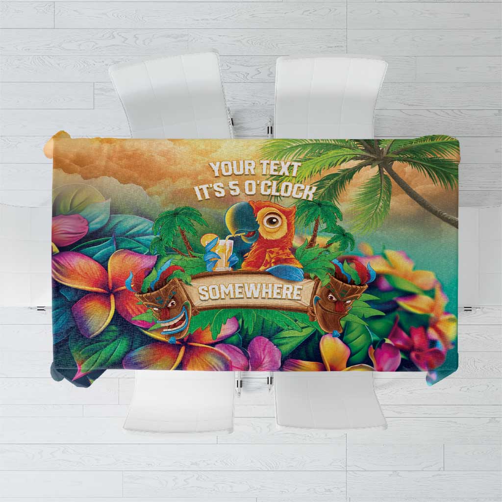 5 Oclock Somewhere Personalized Tablecloth Hawaii Parrots Plumeria Summer Vibe LT9 Yellow - Polynesian Pride