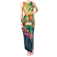 5 Oclock Somewhere Personalized Tank Maxi Dress Hawaii Parrots Plumeria Summer Vibe - Polynesian Pride