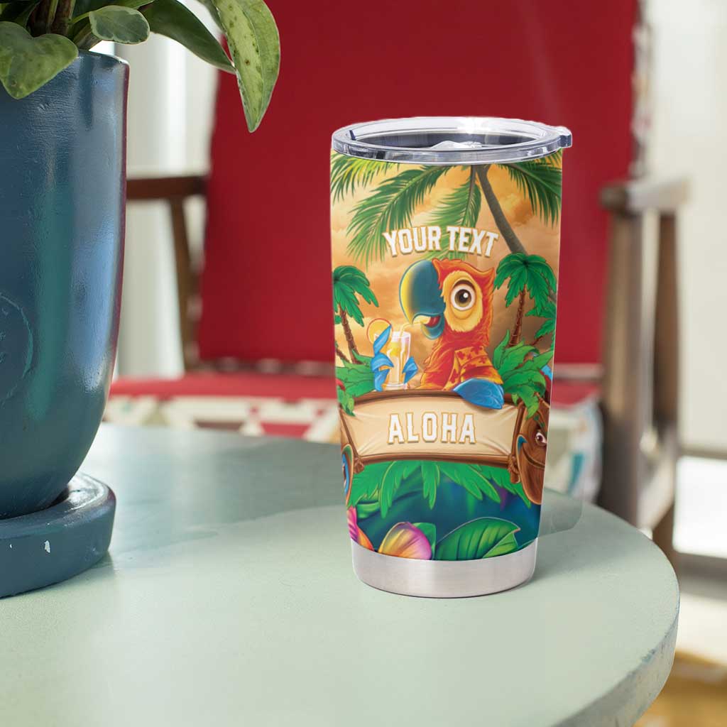 5 Oclock Somewhere Personalized Tumbler Cup Hawaii Parrots Plumeria Summer Vibe - Polynesian Pride