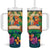 5 Oclock Somewhere Personalized Tumbler With Handle Hawaii Parrots Plumeria Summer Vibe - Polynesian Pride