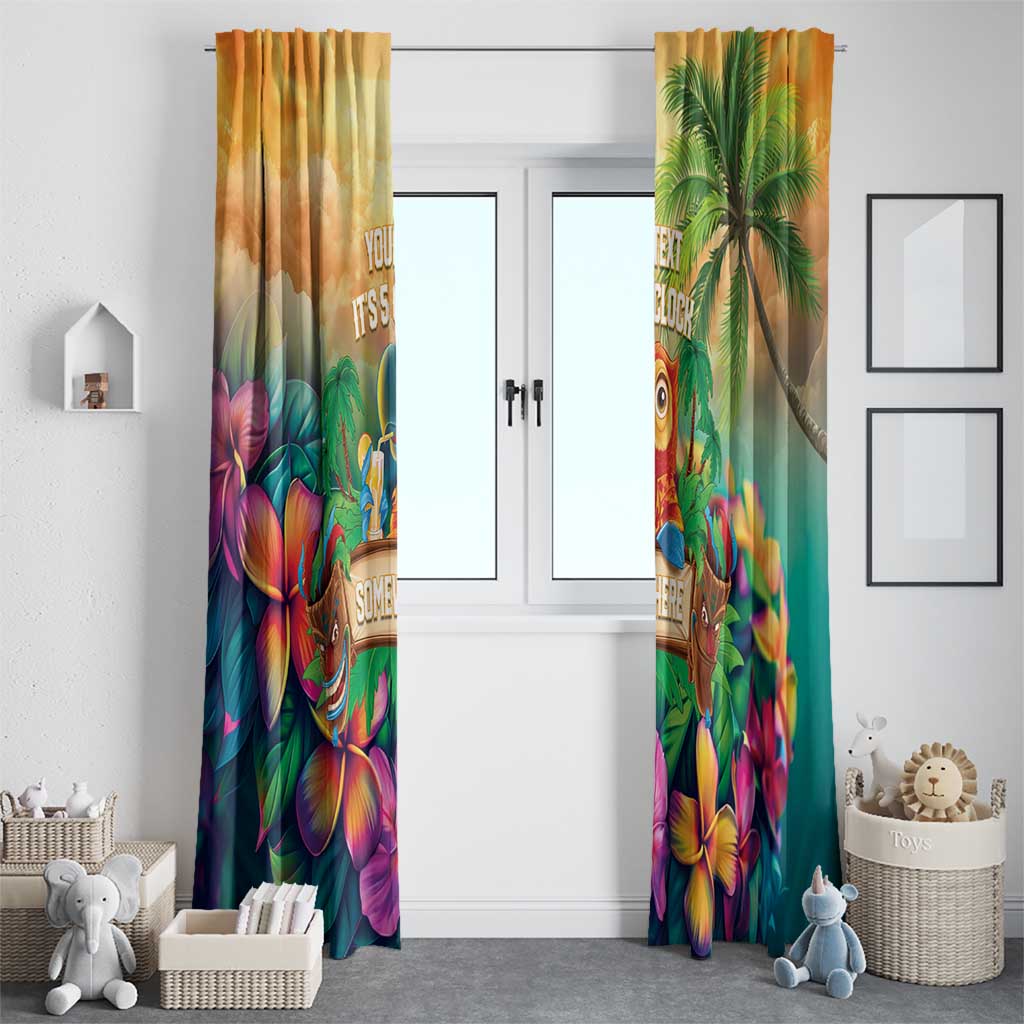 5 Oclock Somewhere Personalized Window Curtain Hawaii Parrots Plumeria Summer Vibe - Polynesian Pride