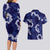 Mokihana Maile and Ilima Leis Couples Matching Long Sleeve Bodycon Dress and Hawaiian Shirt Uliuli Hawaiian Tapa Quilt Pattern - Polynesian Pride