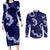 Mokihana Maile and Ilima Leis Couples Matching Long Sleeve Bodycon Dress and Long Sleeve Button Shirt Uliuli Hawaiian Tapa Quilt Pattern - Polynesian Pride