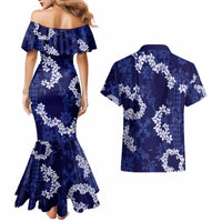 Mokihana Maile and Ilima Leis Couples Matching Mermaid Dress and Hawaiian Shirt Uliuli Hawaiian Tapa Quilt Pattern - Polynesian Pride