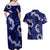 Mokihana Maile and Ilima Leis Couples Matching Off Shoulder Maxi Dress and Hawaiian Shirt Uliuli Hawaiian Tapa Quilt Pattern - Polynesian Pride