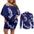 Mokihana Maile and Ilima Leis Couples Matching Off Shoulder Short Dress and Long Sleeve Button Shirt Uliuli Hawaiian Tapa Quilt Pattern - Polynesian Pride