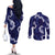 Mokihana Maile and Ilima Leis Couples Matching Off The Shoulder Long Sleeve Dress and Long Sleeve Button Shirt Uliuli Hawaiian Tapa Quilt Pattern - Polynesian Pride
