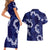 Mokihana Maile and Ilima Leis Couples Matching Short Sleeve Bodycon Dress and Hawaiian Shirt Uliuli Hawaiian Tapa Quilt Pattern - Polynesian Pride