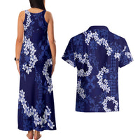 Mokihana Maile and Ilima Leis Couples Matching Tank Maxi Dress and Hawaiian Shirt Uliuli Hawaiian Tapa Quilt Pattern - Polynesian Pride