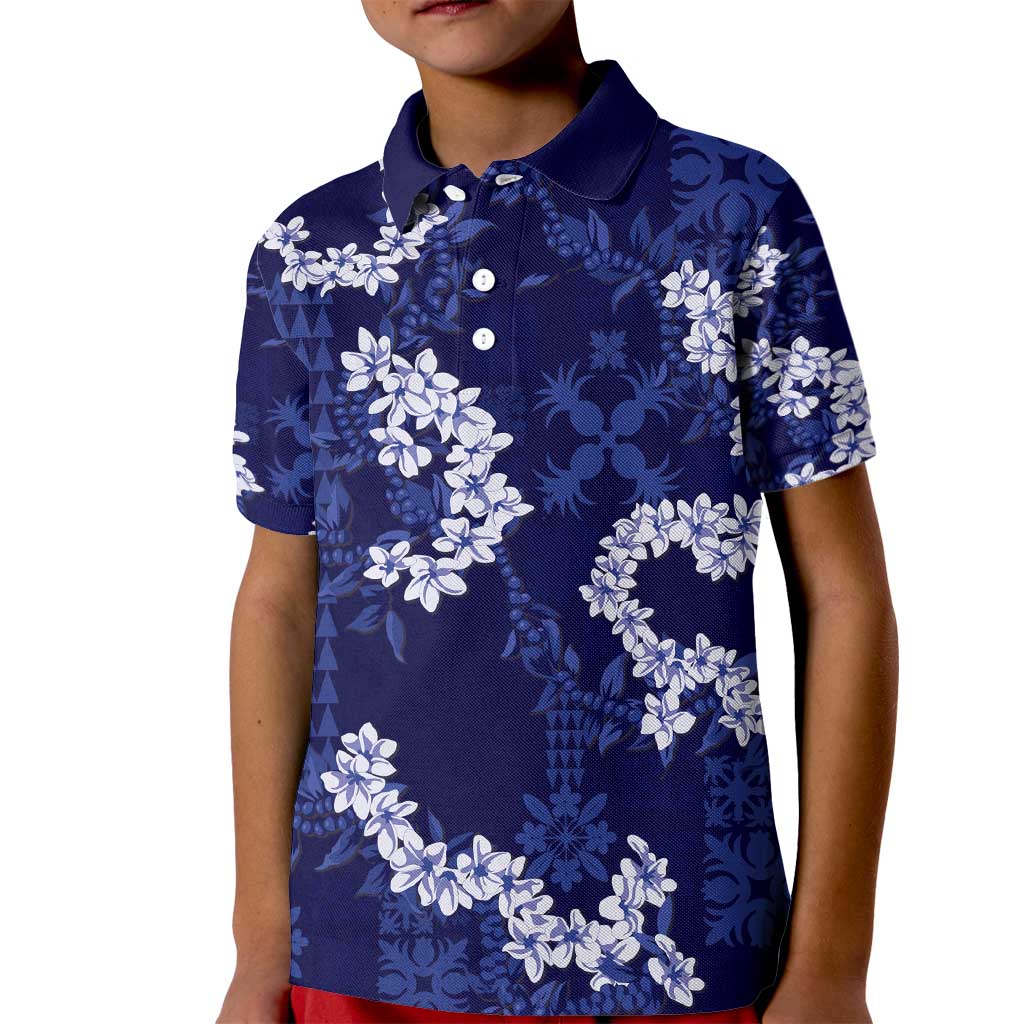 Mokihana Maile and Ilima Leis Kid Polo Shirt Uliuli Hawaiian Tapa Quilt Pattern - Polynesian Pride