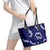 Mokihana Maile and Ilima Leis Leather Tote Bag Uliuli Hawaiian Tapa Quilt Pattern - Polynesian Pride