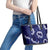 Mokihana Maile and Ilima Leis Leather Tote Bag Uliuli Hawaiian Tapa Quilt Pattern - Polynesian Pride