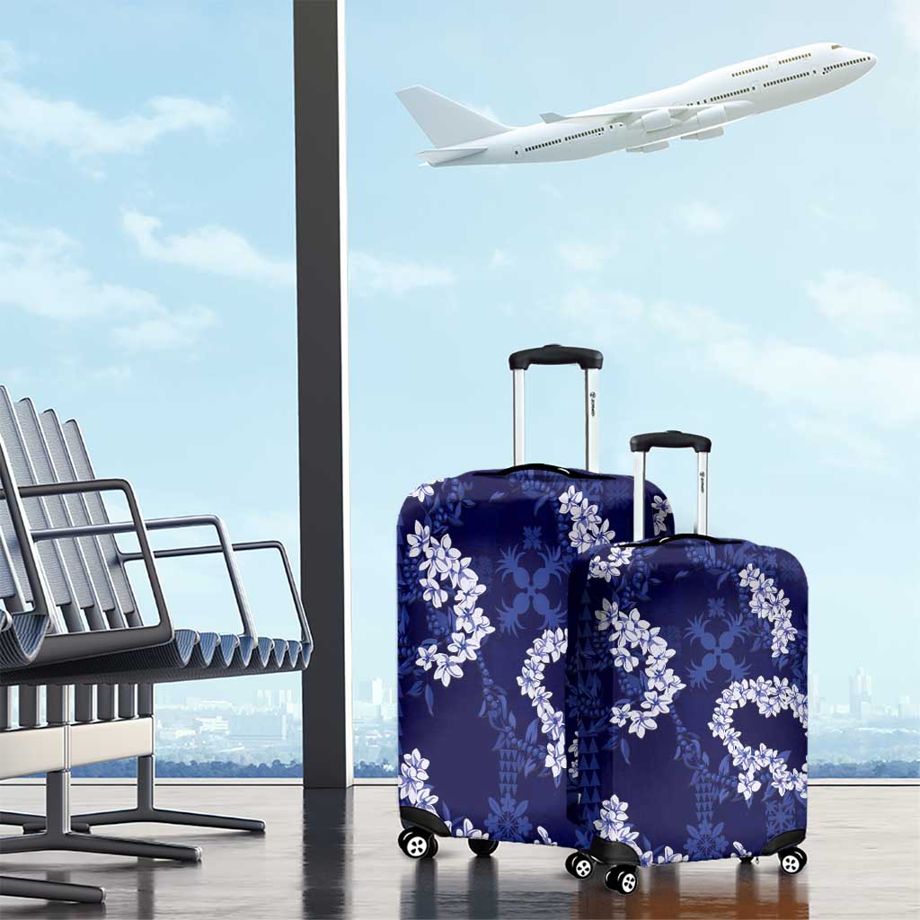 Mokihana Maile and Ilima Leis Luggage Cover Uliuli Hawaiian Tapa Quilt Pattern - Polynesian Pride