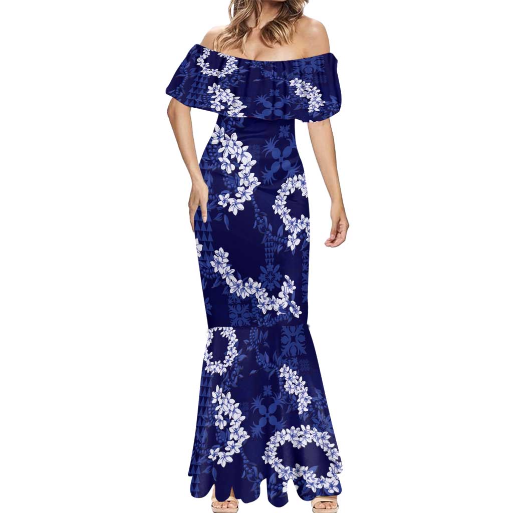 Mokihana Maile and Ilima Leis Mermaid Dress Uliuli Hawaiian Tapa Quilt Pattern - Polynesian Pride