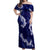Mokihana Maile and Ilima Leis Off Shoulder Maxi Dress Uliuli Hawaiian Tapa Quilt Pattern - Polynesian Pride
