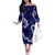 Mokihana Maile and Ilima Leis Off The Shoulder Long Sleeve Dress Uliuli Hawaiian Tapa Quilt Pattern - Polynesian Pride