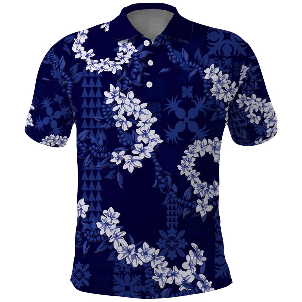 Mokihana Maile and Ilima Leis Polo Shirt Uliuli Hawaiian Tapa Quilt Pattern - Polynesian Pride