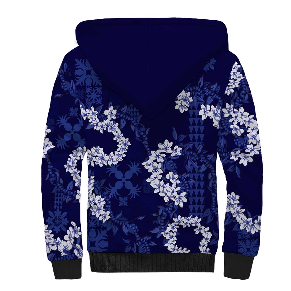 Mokihana Maile and Ilima Leis Sherpa Hoodie Uliuli Hawaiian Tapa Quilt Pattern - Polynesian Pride