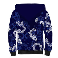 Mokihana Maile and Ilima Leis Sherpa Hoodie Uliuli Hawaiian Tapa Quilt Pattern - Polynesian Pride