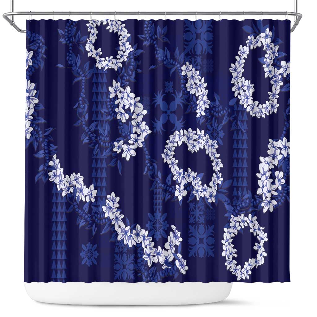 Mokihana Maile and Ilima Leis Shower Curtain Uliuli Hawaiian Tapa Quilt Pattern - Polynesian Pride