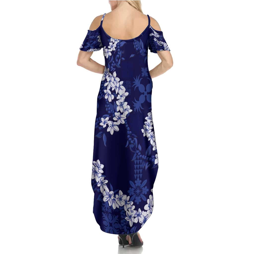 Mokihana Maile and Ilima Leis Summer Maxi Dress Uliuli Hawaiian Tapa Quilt Pattern - Polynesian Pride
