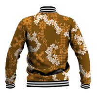 Mokihana Maile and Ilima Leis Baseball Jacket Alani Hawaiian Tapa Quilt Pattern - Polynesian Pride