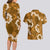 Mokihana Maile and Ilima Leis Couples Matching Long Sleeve Bodycon Dress and Hawaiian Shirt Alani Hawaiian Tapa Quilt Pattern - Polynesian Pride