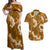 Mokihana Maile and Ilima Leis Couples Matching Off Shoulder Maxi Dress and Hawaiian Shirt Alani Hawaiian Tapa Quilt Pattern - Polynesian Pride