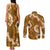 Mokihana Maile and Ilima Leis Couples Matching Tank Maxi Dress and Long Sleeve Button Shirt Alani Hawaiian Tapa Quilt Pattern - Polynesian Pride