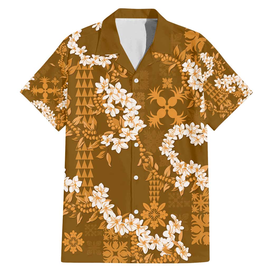 Mokihana Maile and Ilima Leis Family Matching Mermaid Dress and Hawaiian Shirt Alani Hawaiian Tapa Quilt Pattern - Polynesian Pride